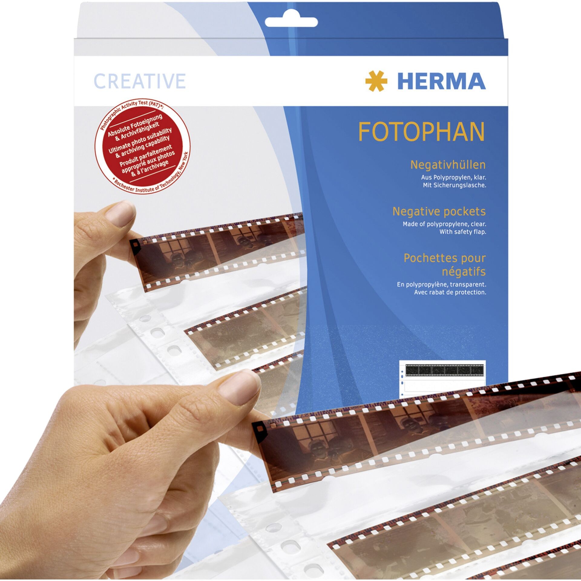 Herma Neg.-hüllen KB 4er-Streif. PP klar 100 Blatt 7768