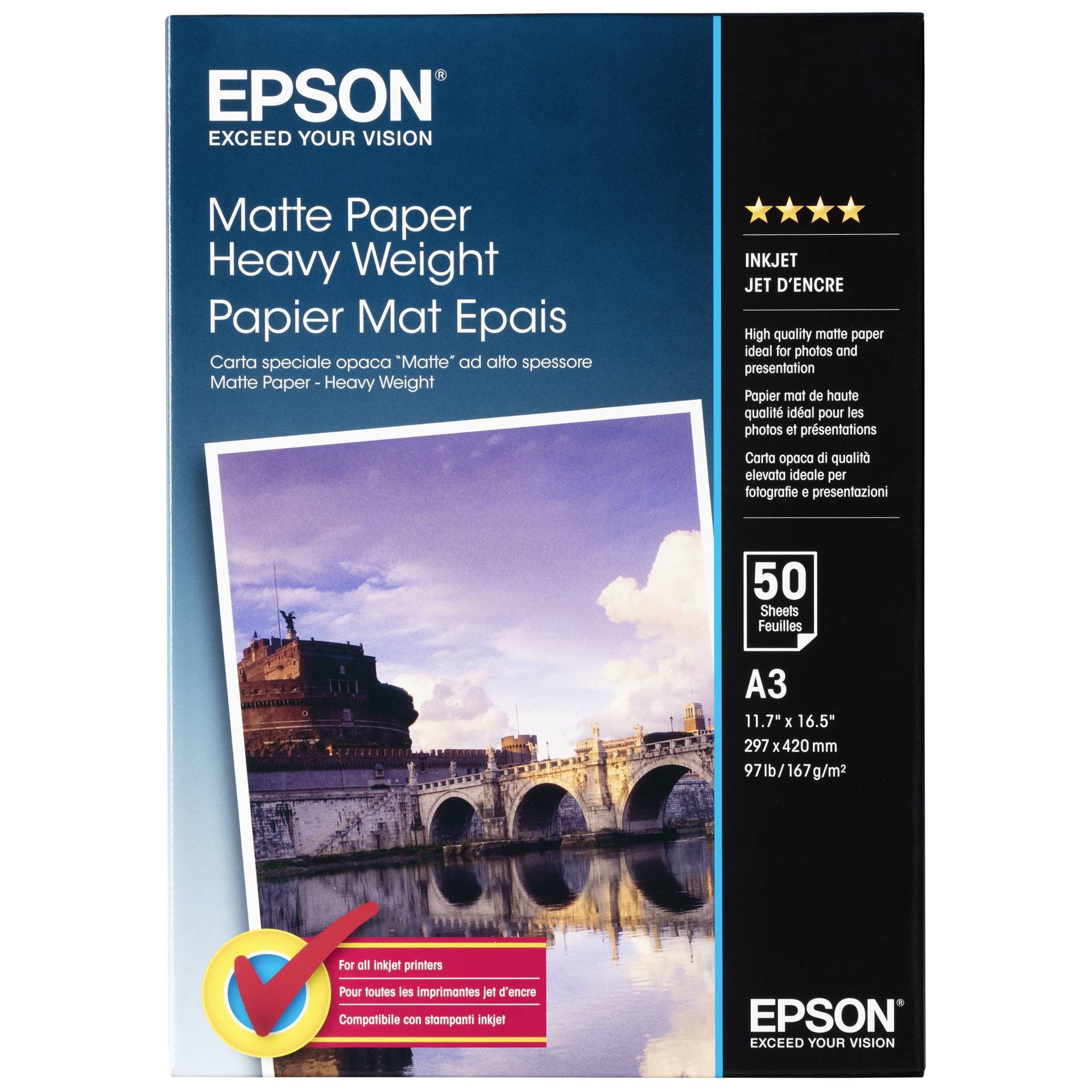 Epson Matte Paper Heavy Weight, DIN A3, 167g/m2, 50 Sheets - Epson