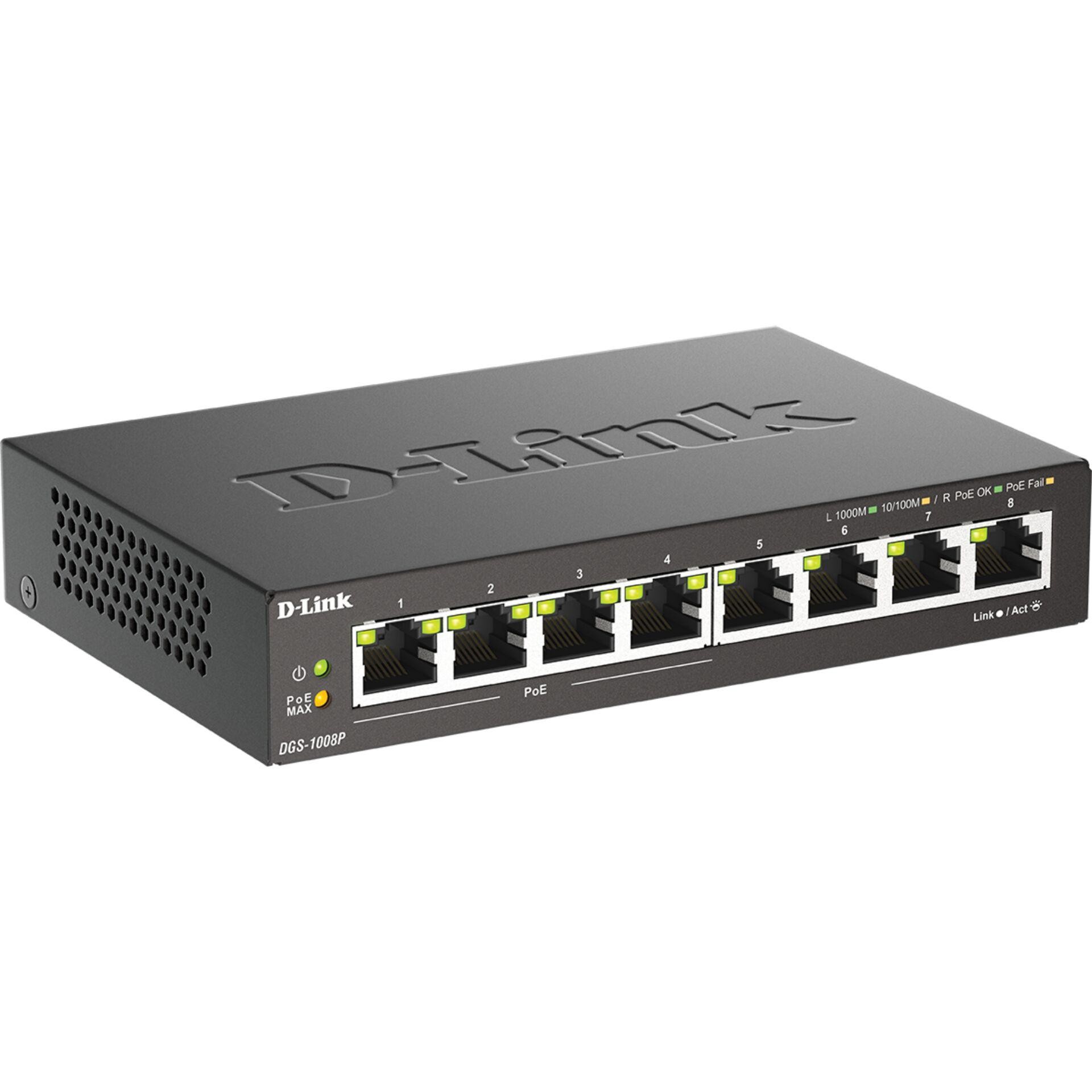 D-Link 8-Port Gigabit PoE Unmanaged Desktop Switch - D-Link 8-Port