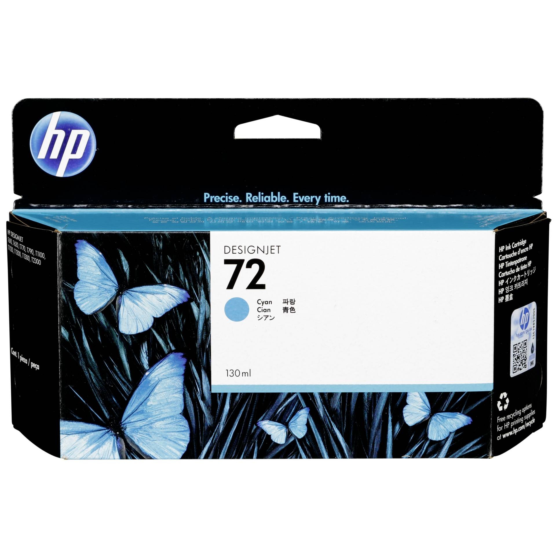 Hewlett Packard HP 72 Cyan DesignJet Druckerpatrone, 130 ml - Passend