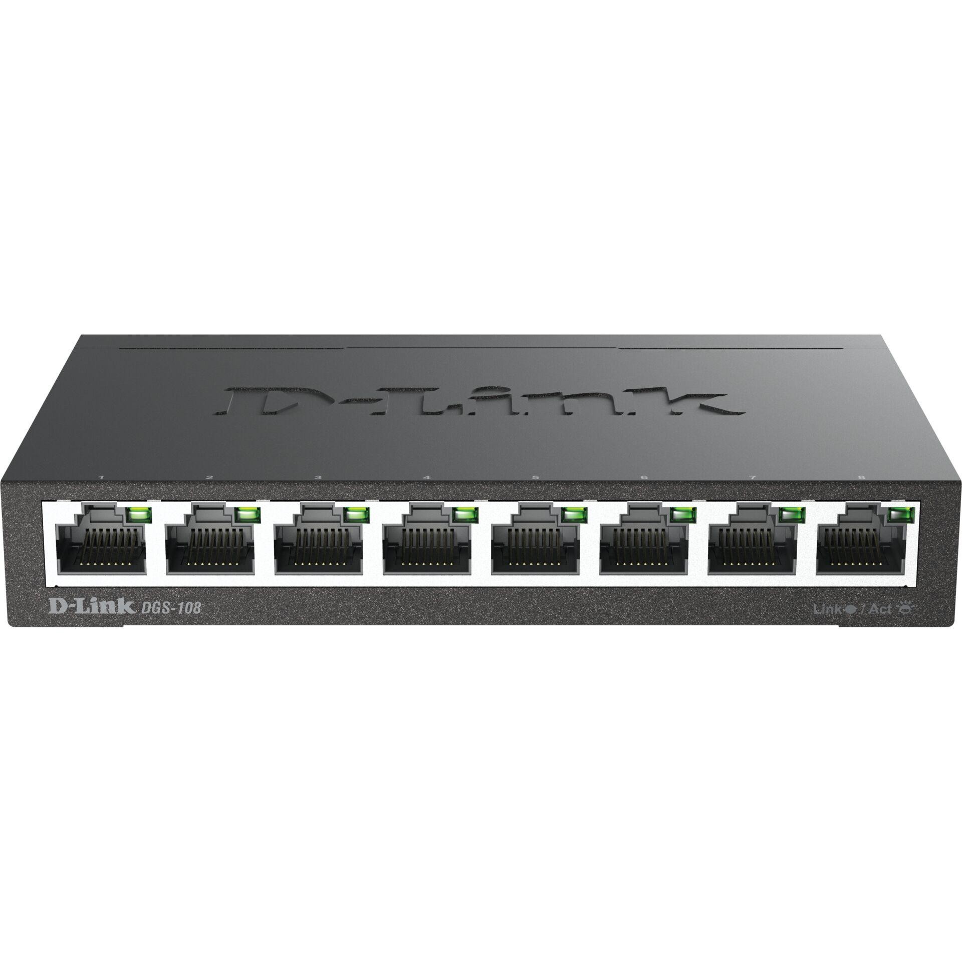 D-Link DGS-108 Unmanaged L2 Gigabit Ethernet (10/100/1000) Black - D-