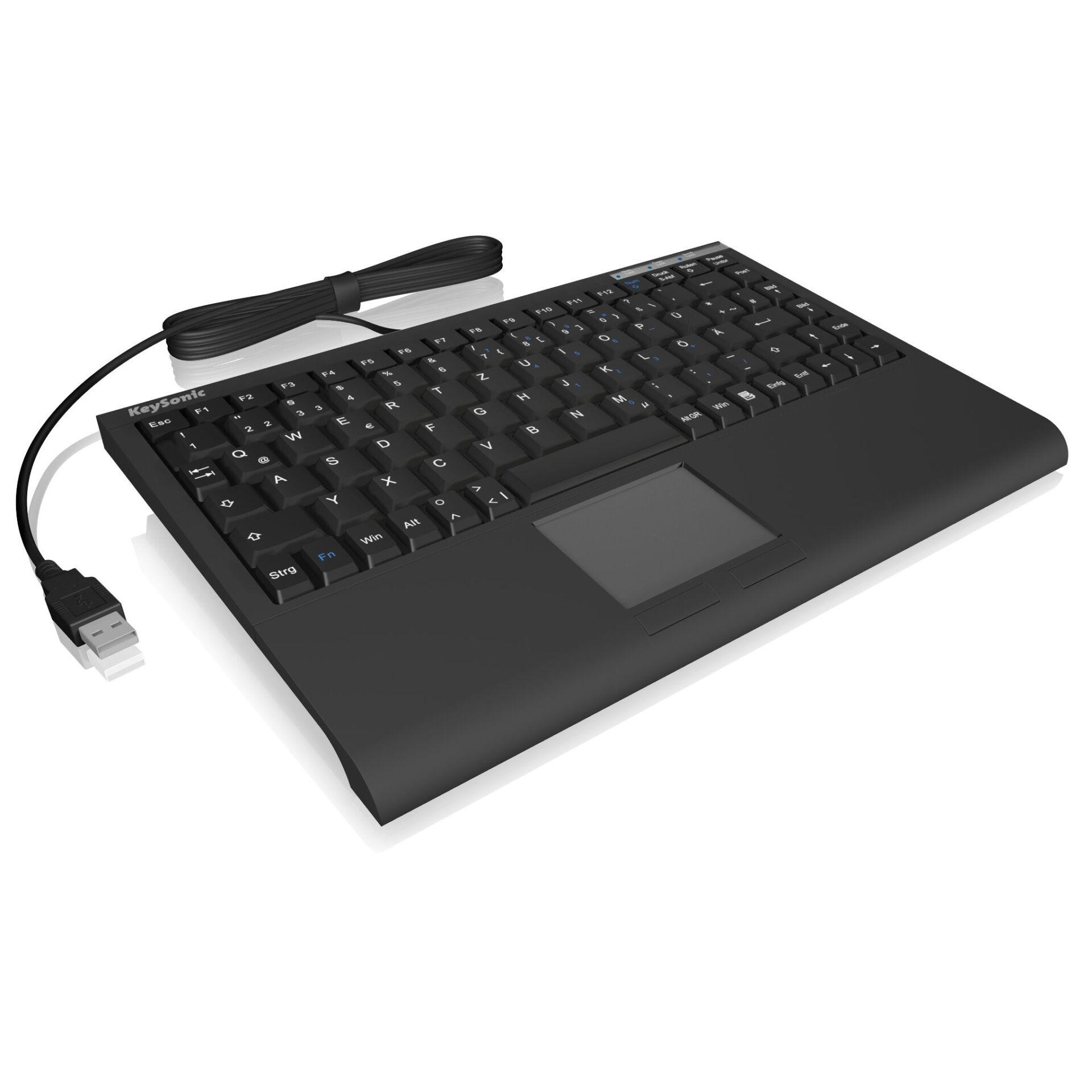 Keysonic ACK-540U+ USB Tastatur Deutsch, QWERTZ Schwarz Integriertes