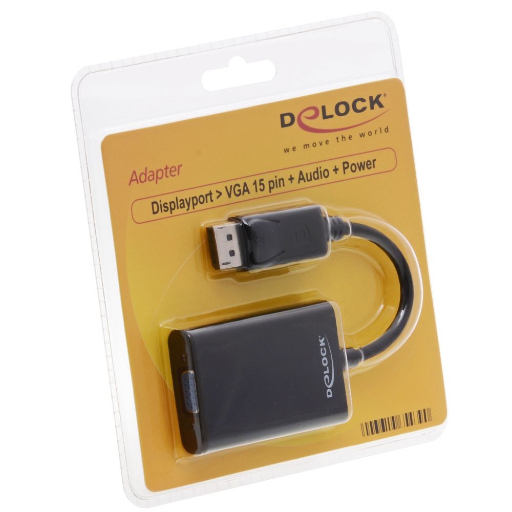 DeLOCK 65439 video cable adapter VGA (D-Sub) DisplayPort Black -