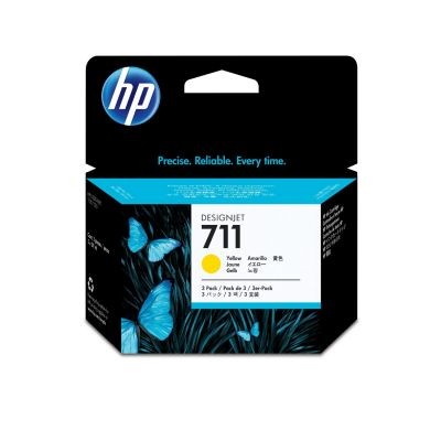 HP Pack de ahorro de 3 cartuchos de tinta DesignJet 711 amarillo de