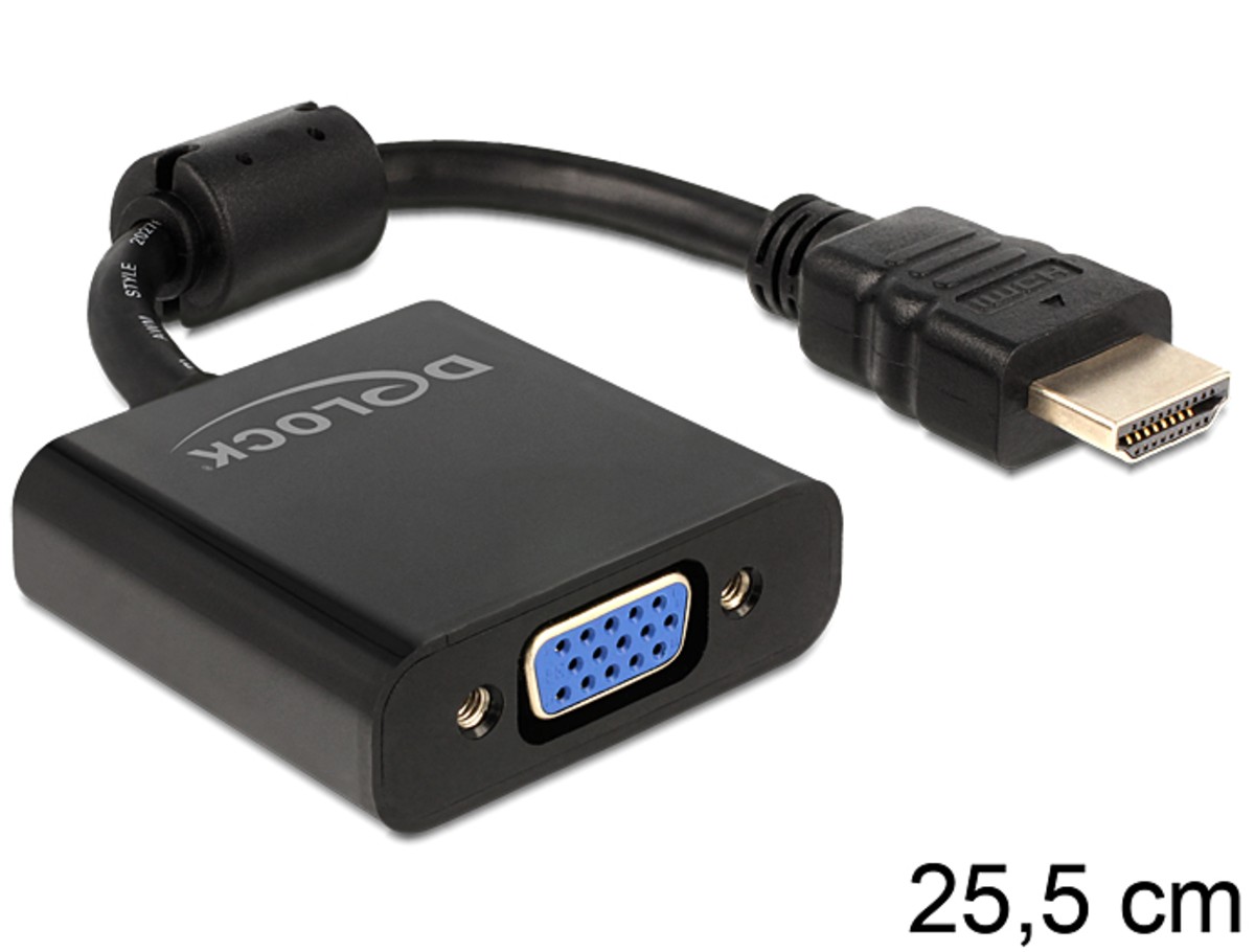 DeLOCK 65512 video cable adapter 0.254 m VGA (D-Sub) HDMI Type A (