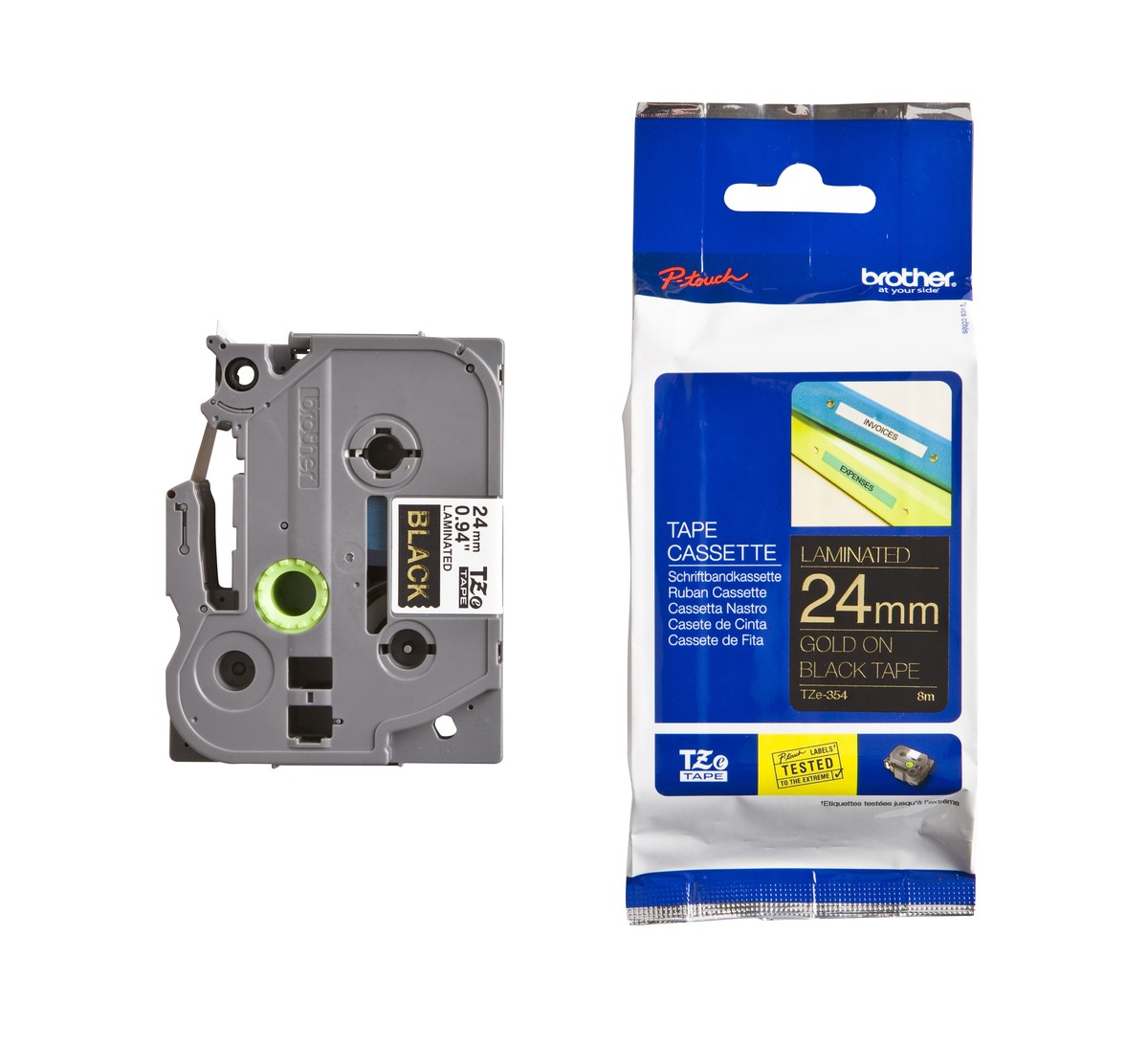 Brother Laminated tape 24mm - Brother Laminated tape 24mm, Gold on