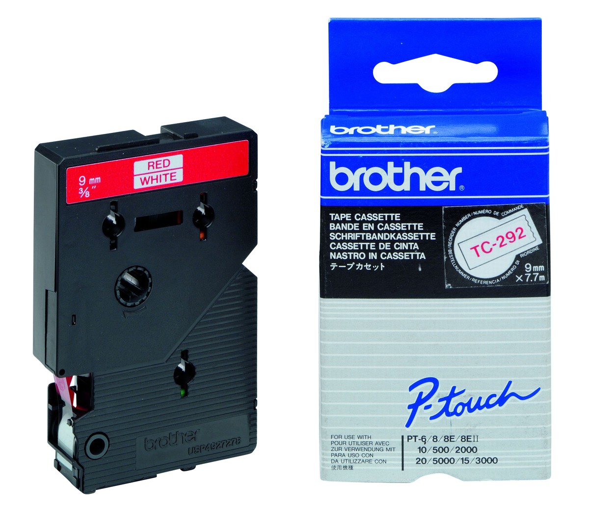 Brother Labelling Tape 9mm - Brother Labelling Tape 9mm, Red on white,