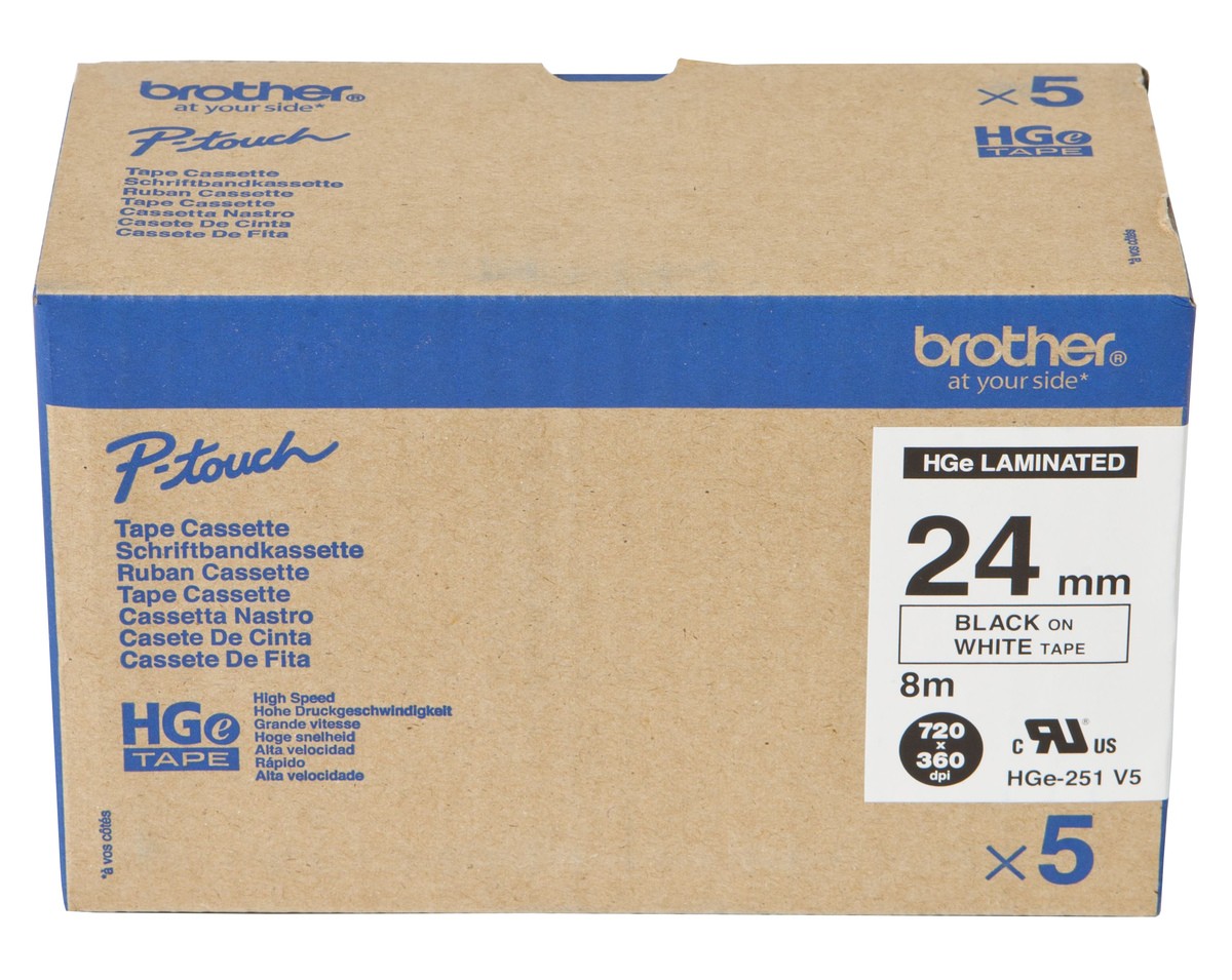 Brother HGE-651V5 label-making tape - Brother HGE-651V5, Black,