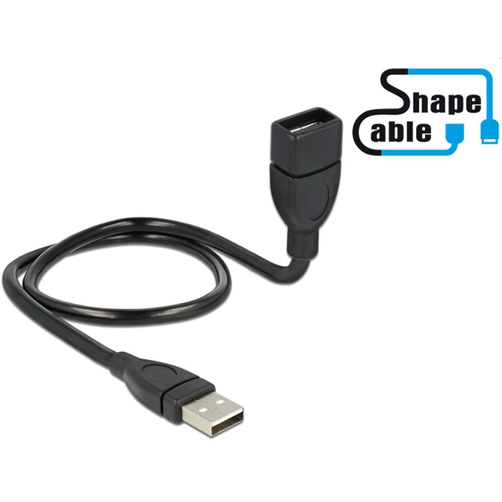 DeLOCK 50cm USB 2.0 USB cable 0.5 m USB A Black - DeLOCK 50cm USB 2.0,