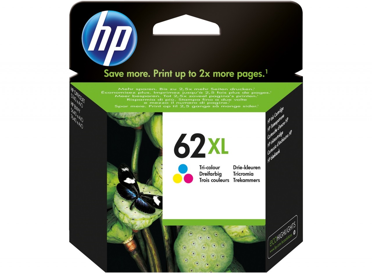 HP 62XL cartouche d'encre trois couleurs grande capacité authentique