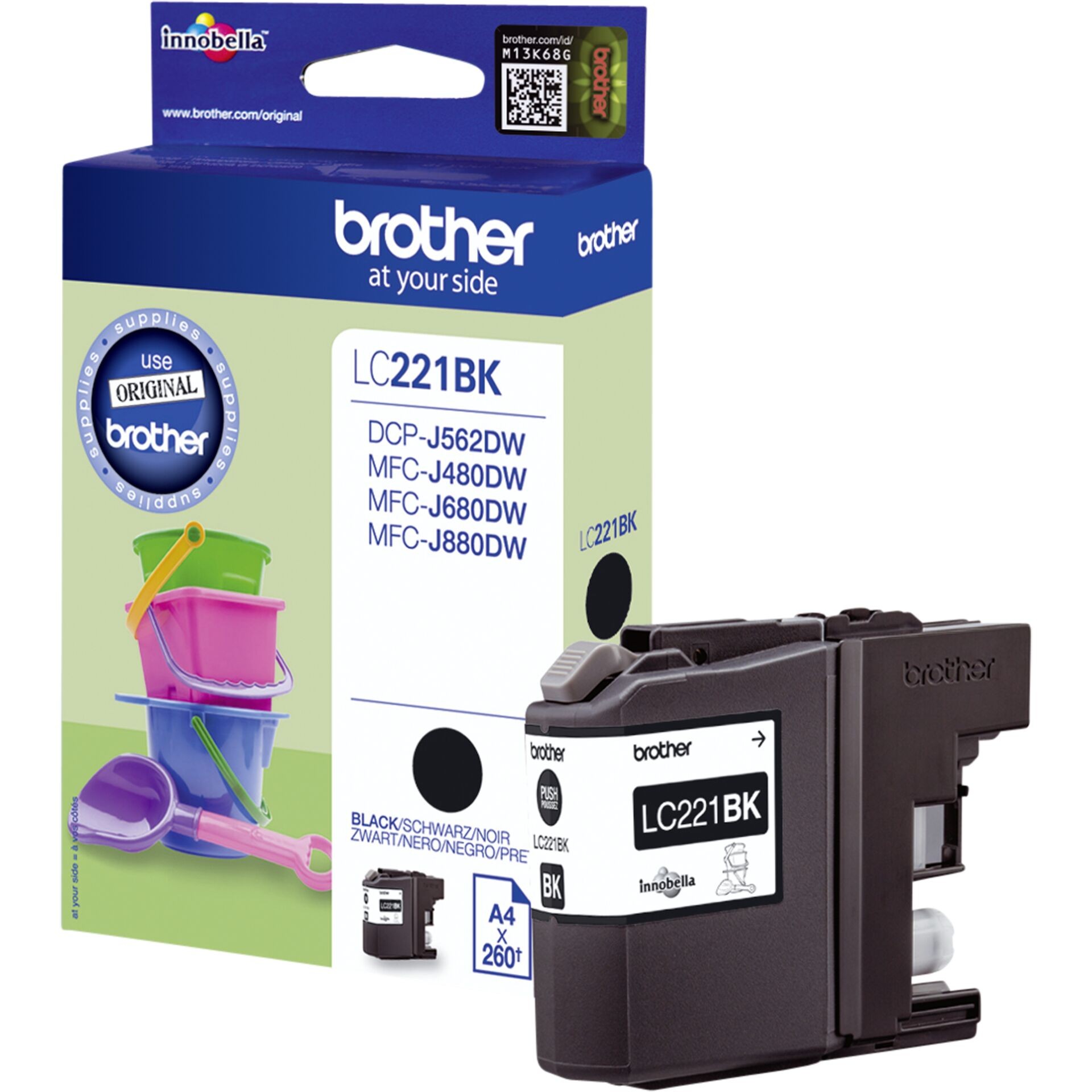 Brother Tintenpatrone LC-221BK Schwarz (ca. 260 Seiten) - Passend fü