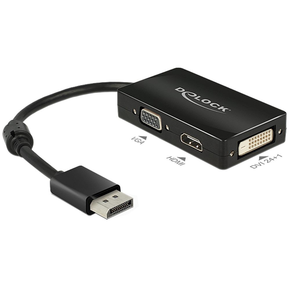 DeLOCK 0.16m DisplayPort/VGA+HDMI+DVI VGA (D-Sub)+ HDMI + DVI Black -