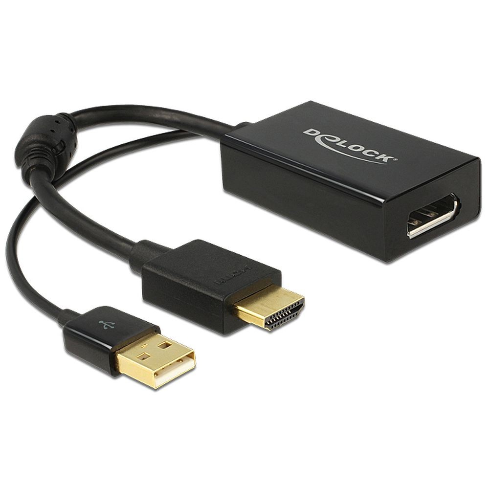 DeLOCK 0.245m HDMI+USB2.0-A/DisplayPort 0.254 m HDMI + USB Black -