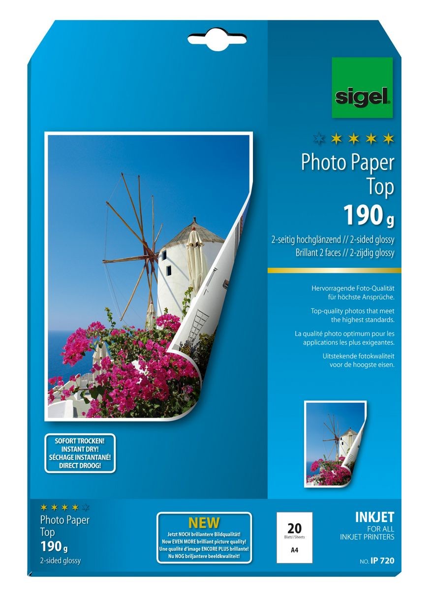 Sigel InkJet Top papier photos A4 Gloss - Sigel InkJet Top, Gloss,