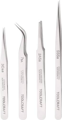 TOOLCRAFT 816747 Pinzetten-Set 4teilig SS SA, 2a SA, 7 SA, 3c SA