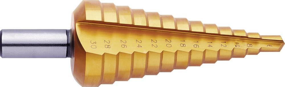 Exact 5347 HSS Stufenbohrer Gesamtlänge 67mm TiN 3-Flächenschaft 1