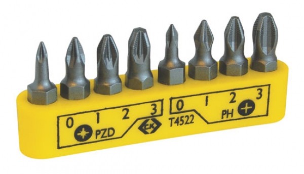 C.K T4522 Bit-Set 8teilig Kreuzschlitz Phillips, Kreuzschlitz Pozidriv