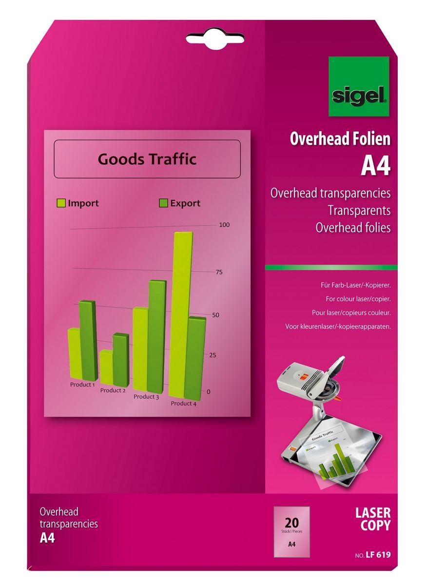 Sigel LF619 printing film Laser A4 (210×297 mm) Transparent 20