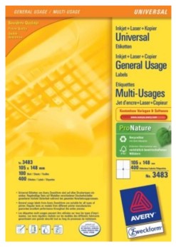Avery 3483 self-adhesive label Rectangle Permanent White 400 pc(s) -