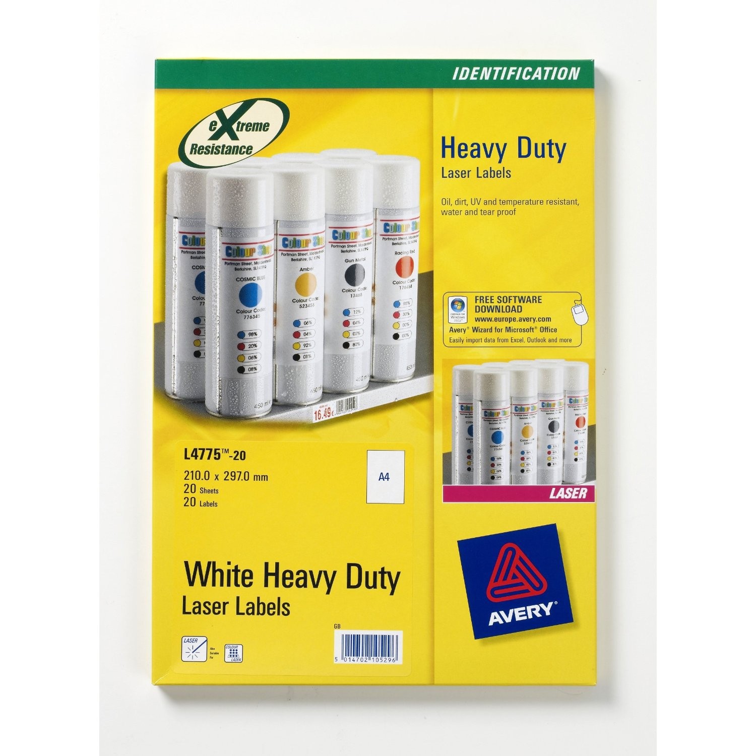 Avery L4775-20 self-adhesive label Rounded rectangle Permanent White