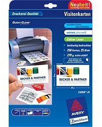 Avery-Zweckform Bedruckbare Visitenkarten, glatte Kanten C32026-25 85