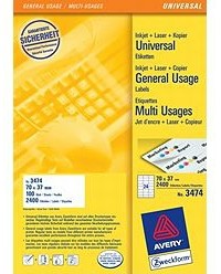 Avery 3474 self-adhesive label Rectangle Permanent White 2400 pc(s) -