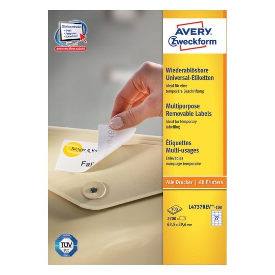 Avery L4737REV-100 étiquette auto-collante Rectangle aux angles