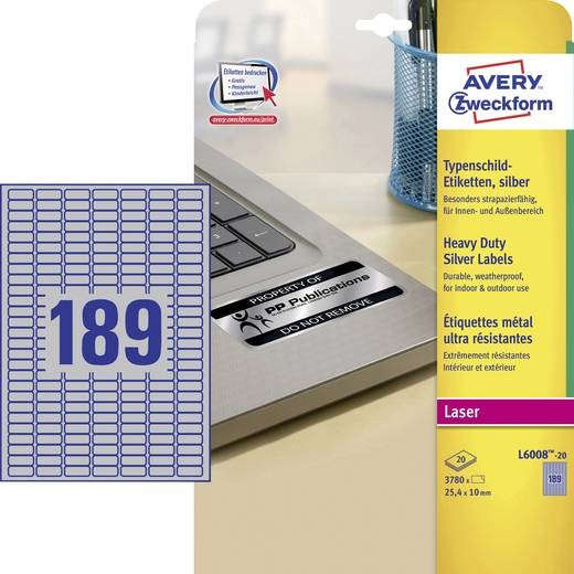Avery-Zweckform L6008-20 Typenschild-Etiketten 25.4 x 10mm Polyester-