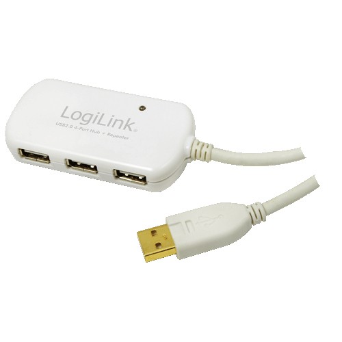 LogiLink USB-Kabel USB 2.0 USB-A Stecker, USB-A Buchse 12.00m Weiß