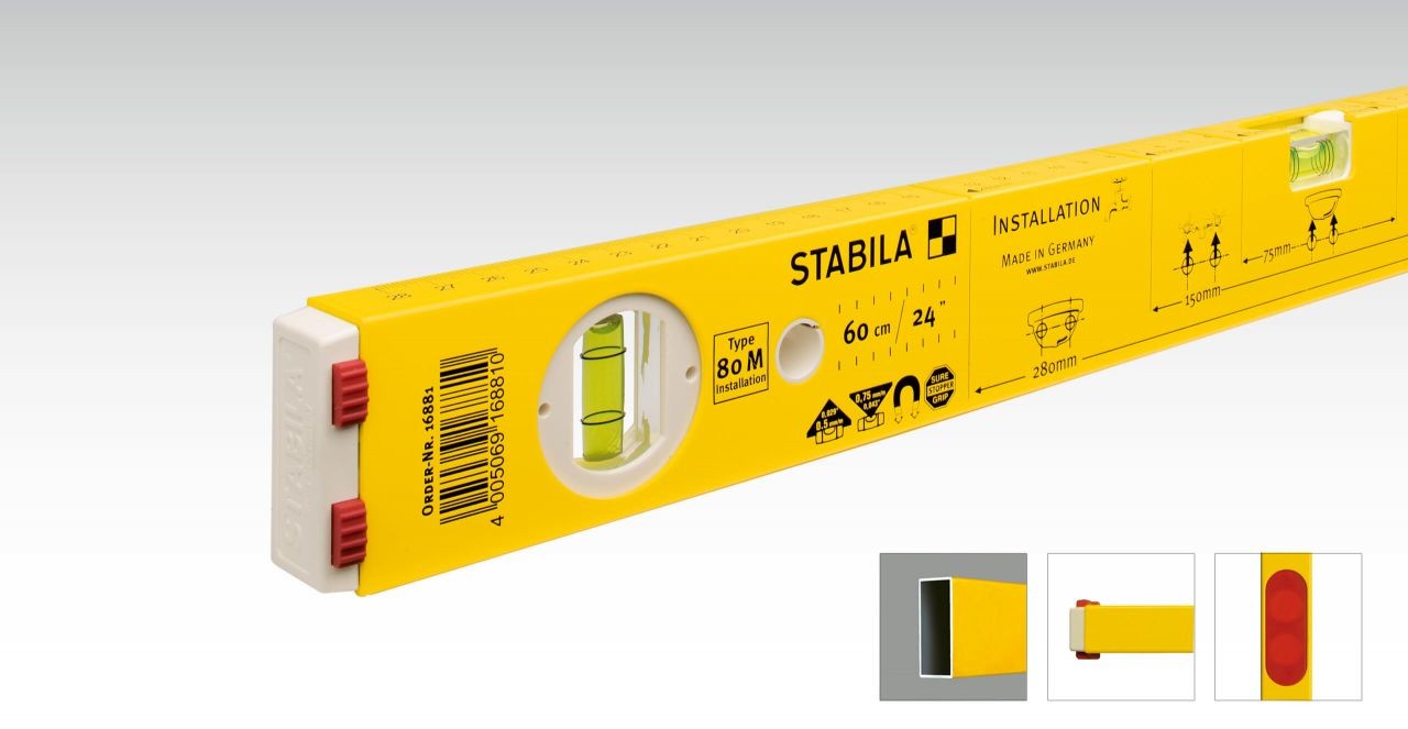 Stabila Type 80M Installation 16882 Magnet-Wasserwaage avec Magnet