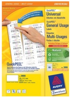 Avery-Zweckform 3666 Universal-Etiketten 38 x 21.2mm Papier Weiß
