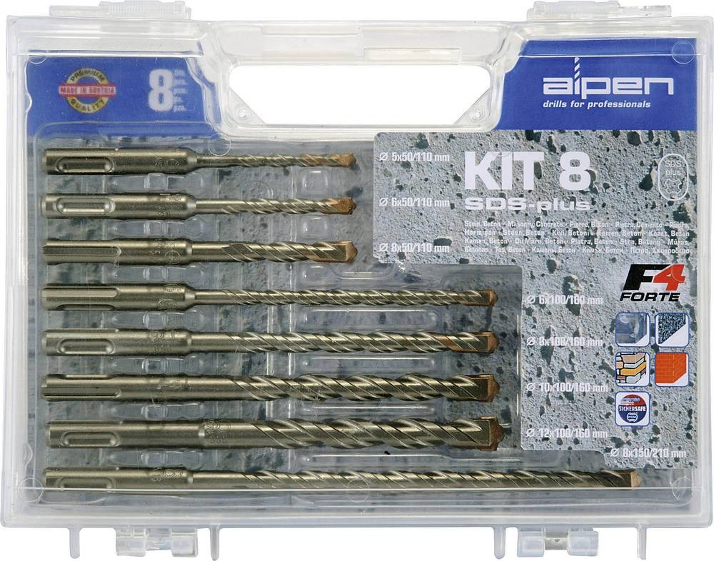 Alpen 80704100100 Hartmetall Hammerbohrer-Set 8teilig 5 mm, 6 mm, 6