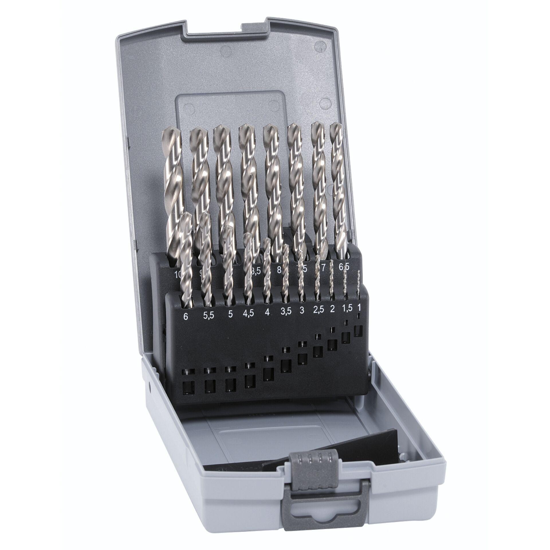 Alpen 102219100 HSS-E Metall-Spiralbohrer-Set 19teilig 1 mm, 1.5 mm,