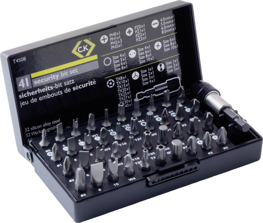 C.K T4508 Bit-Set 41teilig Schlitz, Kreuzschlitz Phillips,