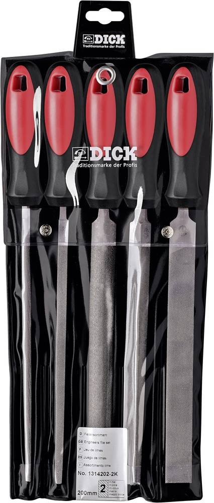 Dick 1314202-2K Werkstattfeilen-Satz 5tlg. with 2K-Griff Hieb-Länge