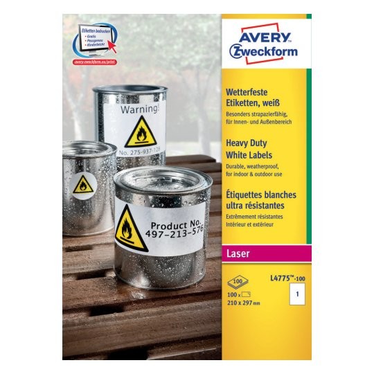 Avery L4775-100 self-adhesive label Rounded rectangle Permanent White