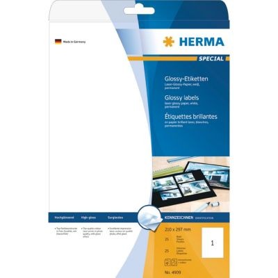 Herma 4909 Universal-Etiketten 210 x 297mm Papier, glänzend Weiß 25
