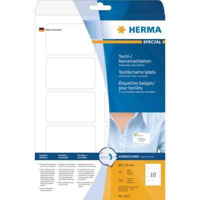 HERMA Name/textile labels A4 80x50 mm separable white removable