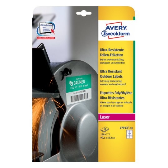 Avery L7913-10 etichetta autoadesiva Rettangolo con angoli