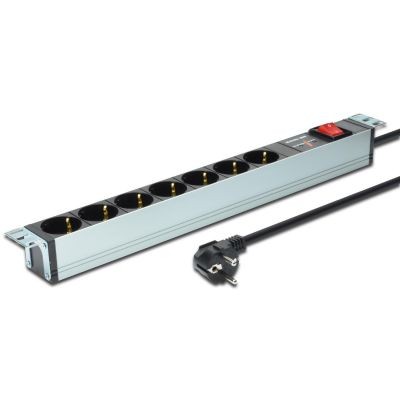 Assmann DIGITUS 1HE Alu PDU 16A Plug, 7-fach Steckdose, Schalter, Ü