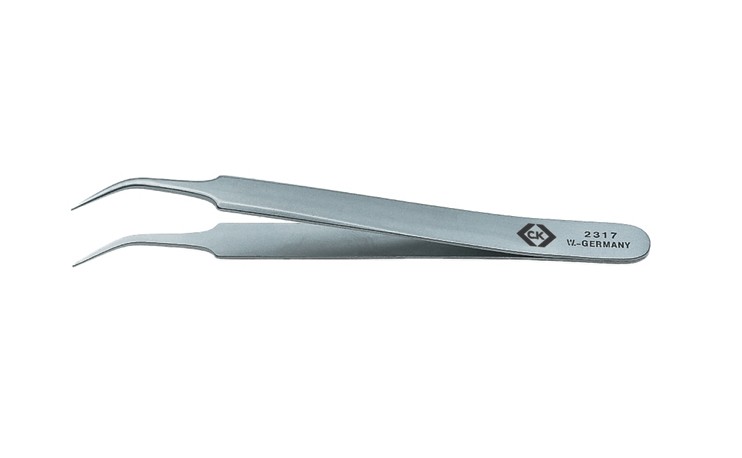 C.K T2317 Präzisionspinzette Spitz, gebogen, fein 105mm