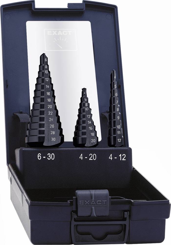 Exact 50071-2 HSS Stufenbohrer-Set 3teilig TiAIN 3-Flächenschaft 1