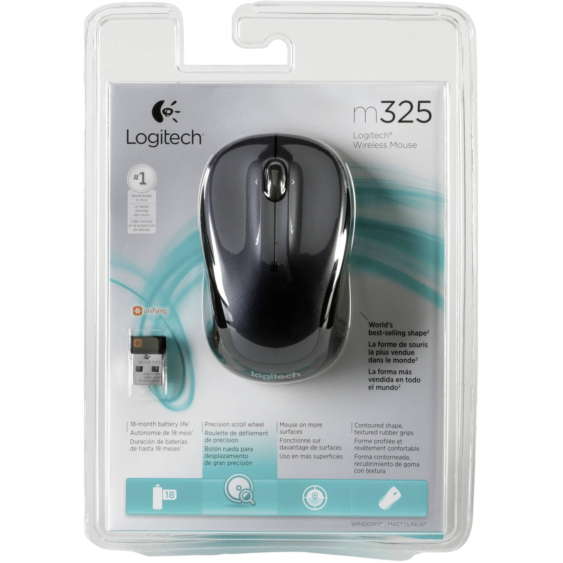 Logitech M325 Wireless Maus Dark Silver