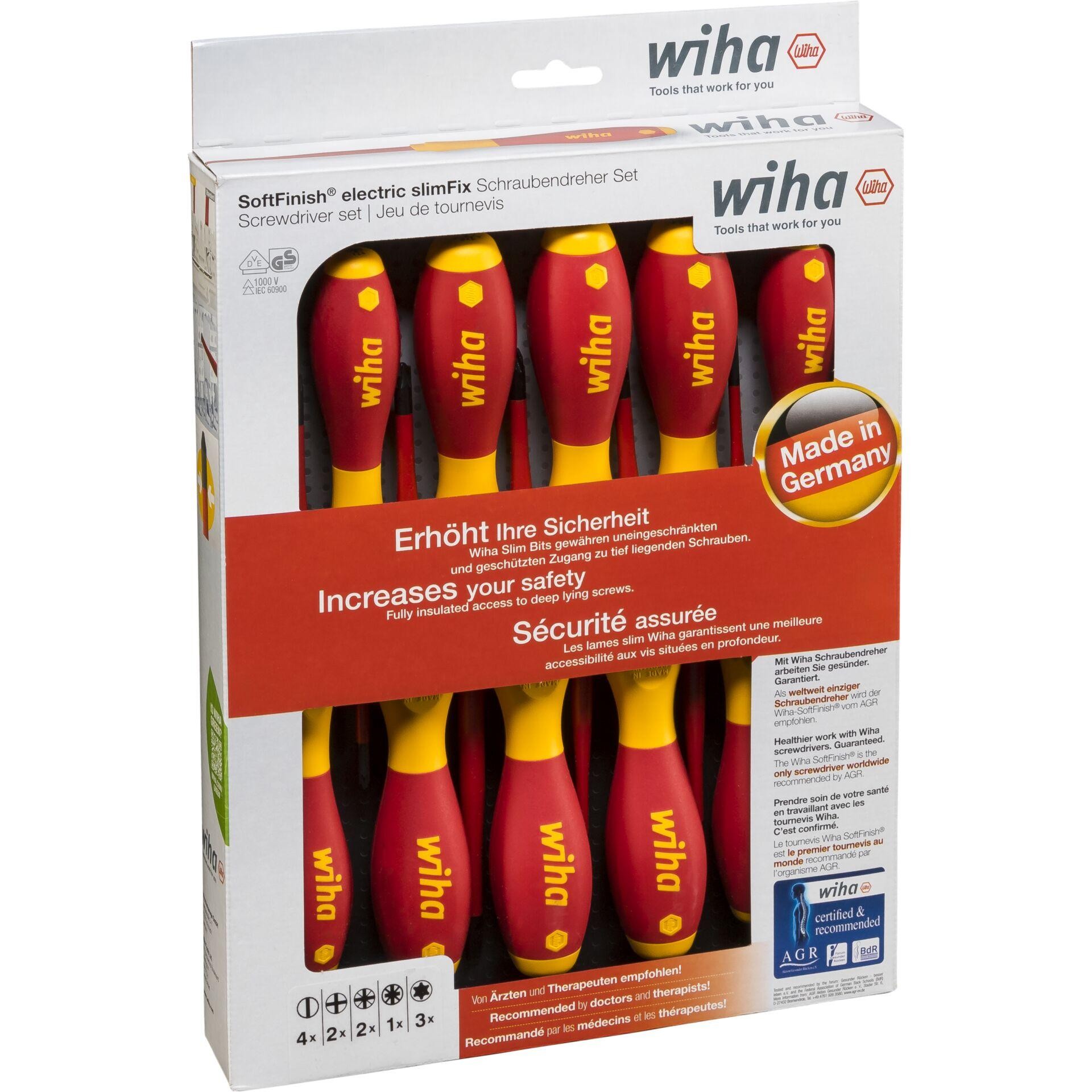 Wiha 3201K12 SoftFinish VDE Schraubendreher-Set 12teilig Schlitz,