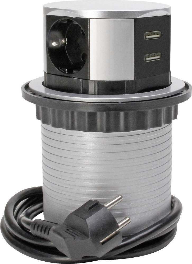 Kopp 229005011 Steckdosenturm 3fach Silber Schutzkontakt 1St.