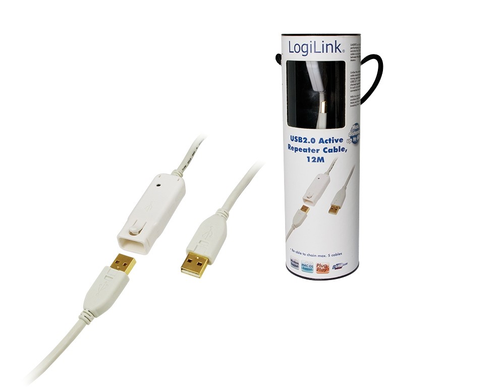 LogiLink 12m USB 2.0 USB cable USB A White - LogiLink 12m USB 2.0, 12