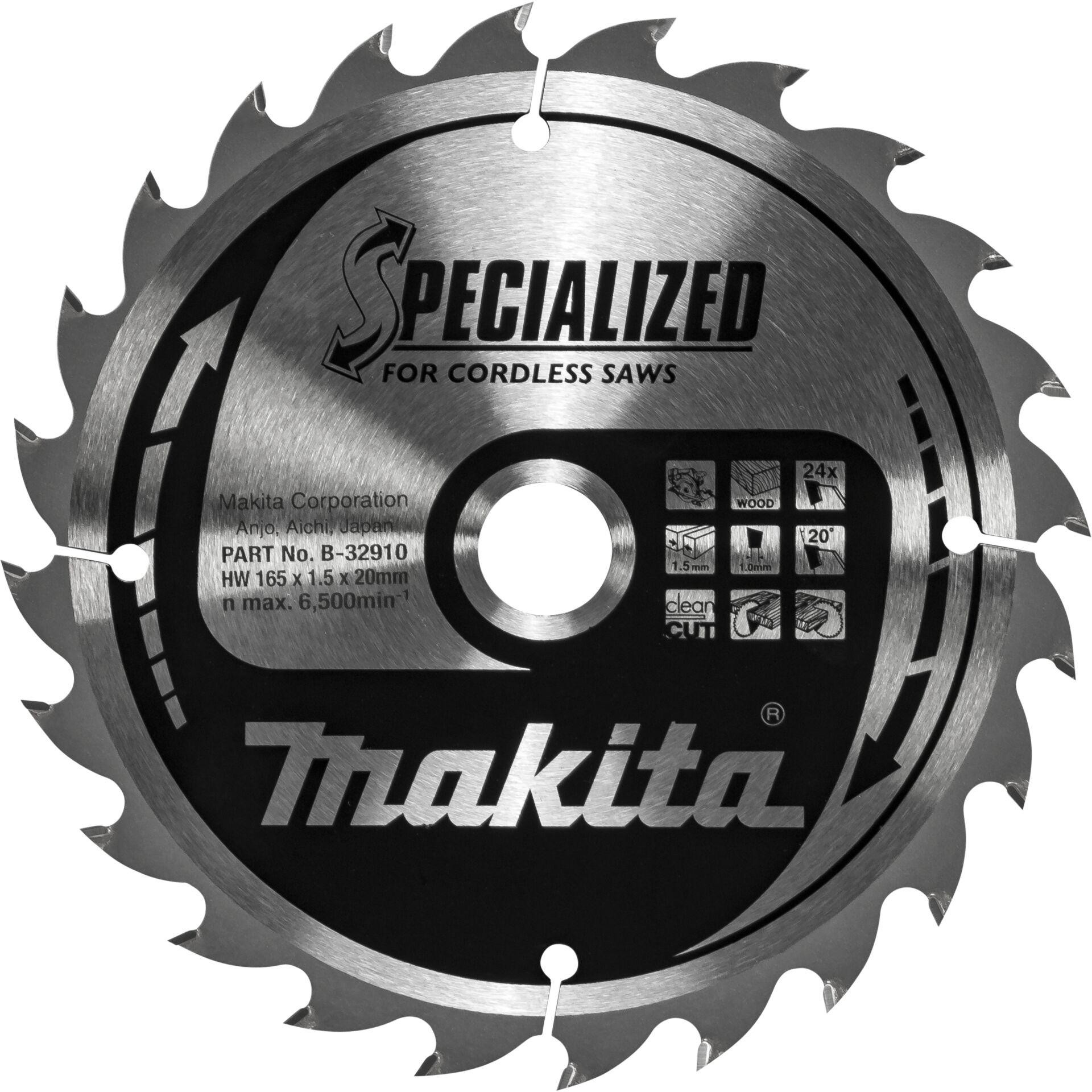 Makita SPECIALIZED B-32910 Hartmetall lame de scie 165 x 20 x 1 mm Zä