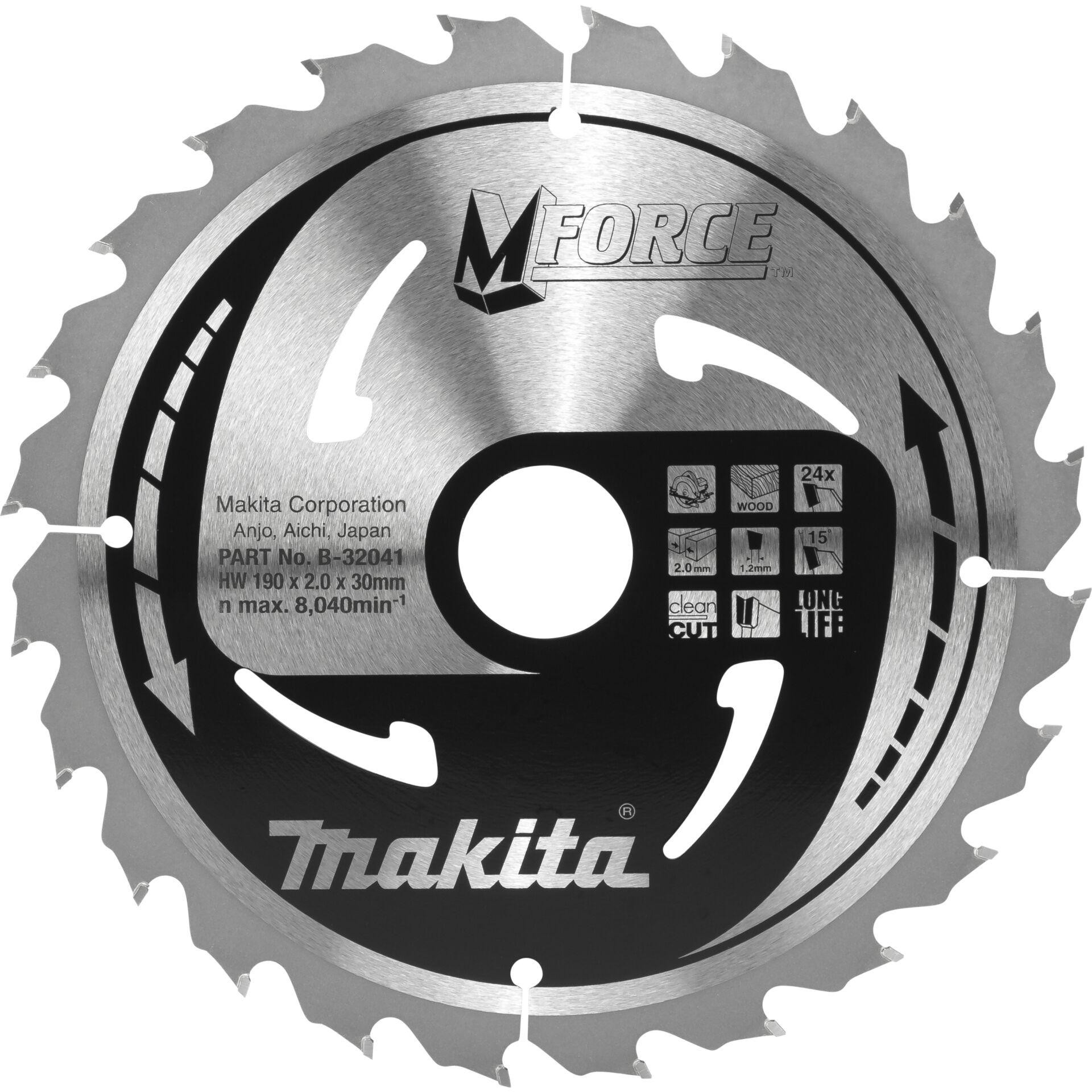 Makita M-FORCE B-32041 saw blade 190 x 30 x 1.2 mm Zähneanzahl: 24 1