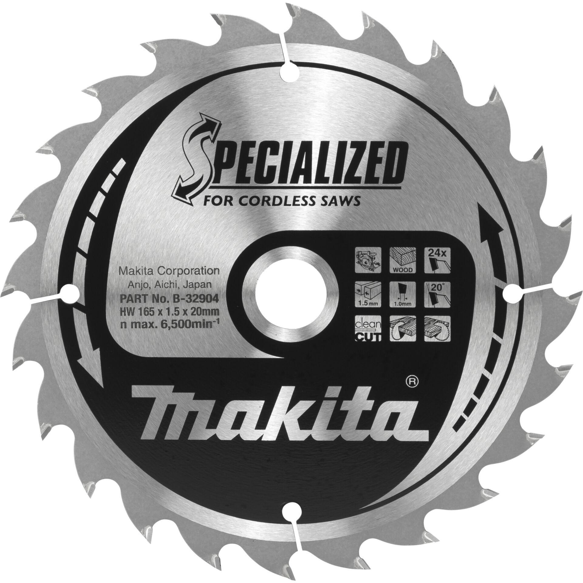 Makita B-32904 Hartmetall saw blade 165 x 20 x 1mm Zähneanzahl: 24 1