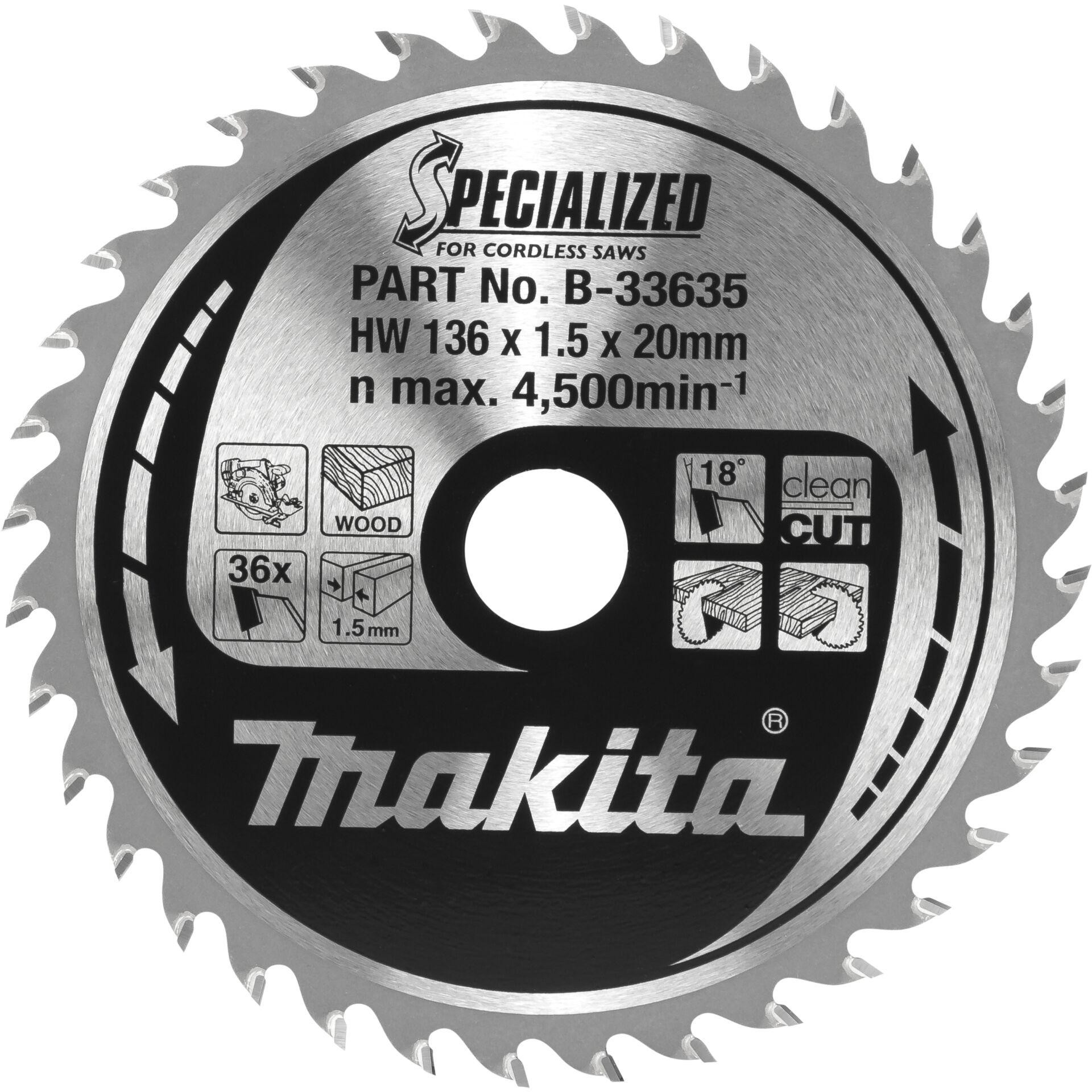 Makita SPECIALIZED B-33635 Hartmetall saw blade 136 x 20 x 1 mm Zä